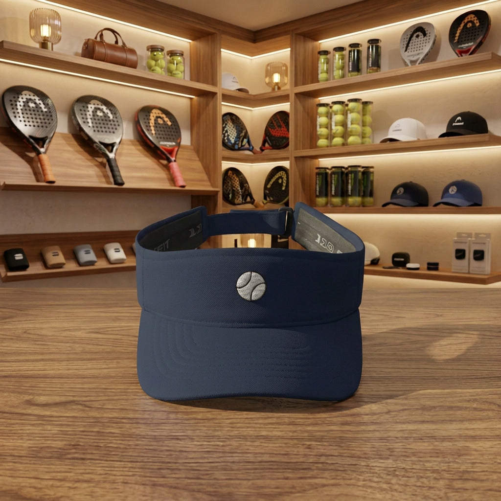 Padel Tennis Visor Cap mit Padel Ball. Cap für Padel Tennis Turniere und Spiele in Clubs und Vereinen für Damen und Herren. Geschenk für Padel Tennis und Tennis Spieler.